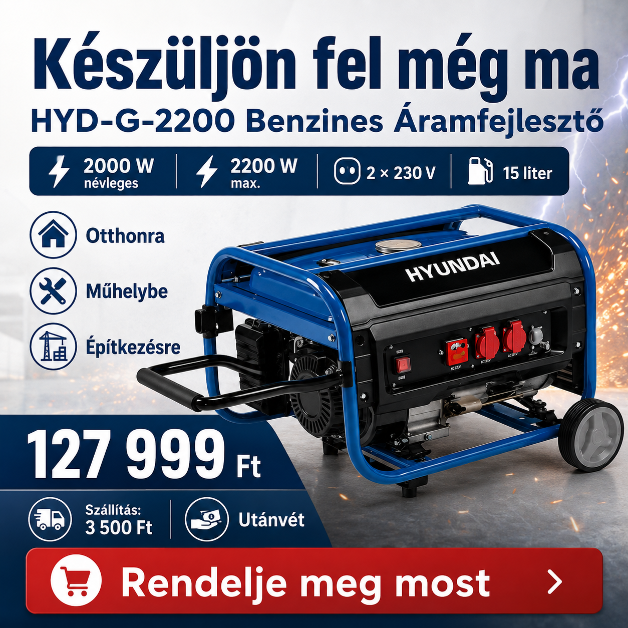 Hyundai Benzines Áramfejlesztő