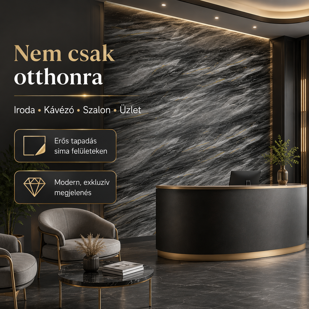 Szürke Márványhatású Öntapadós Falmatrica 3 × 1,2 m