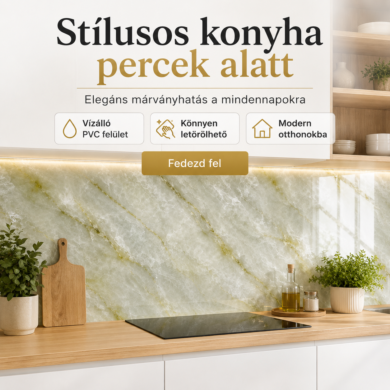 Zöldes-Arany Márvány Mintás PVC Falpanel – 12.Db