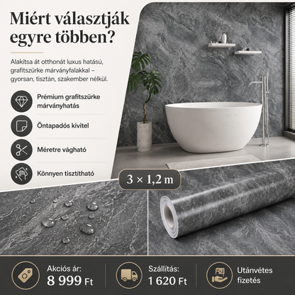 Grafitszürke Márványhatású Öntapadós Falmatrica