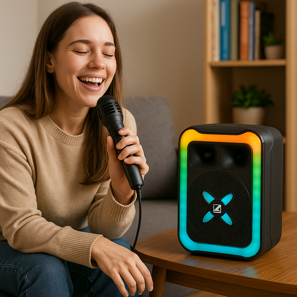 Hordozható Bluetooth Hangszóró Mikrofonnal