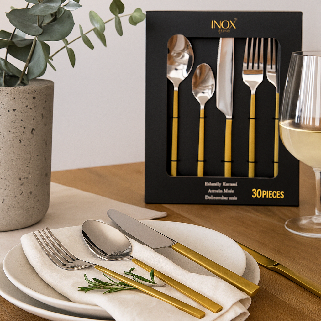 30 Db Aranyszegélyes Evőeszköz Készlet