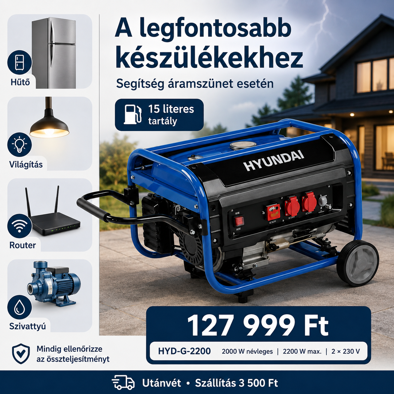 Hyundai Benzines Áramfejlesztő