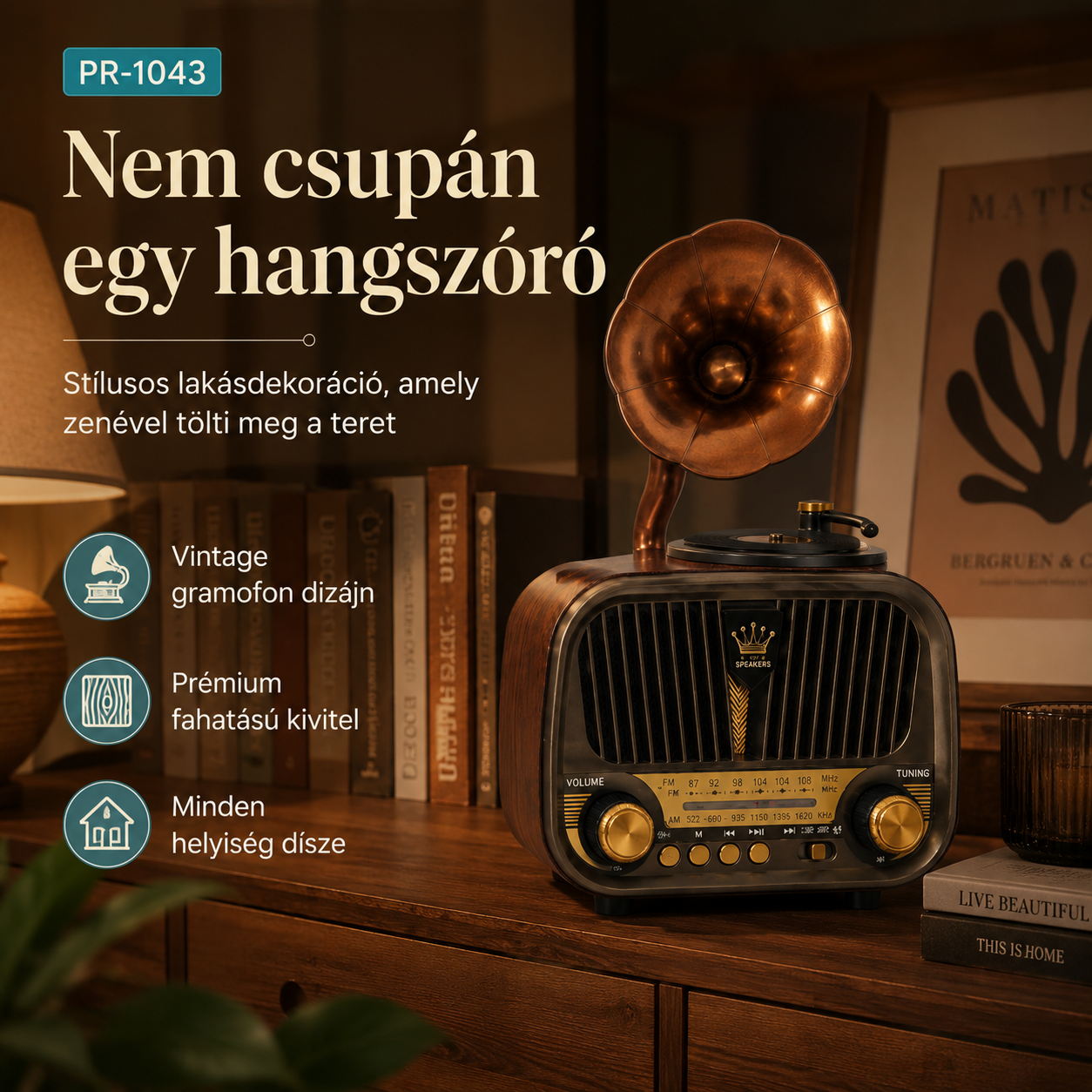 Vintage Bluetooth Hangszóró és Rádió