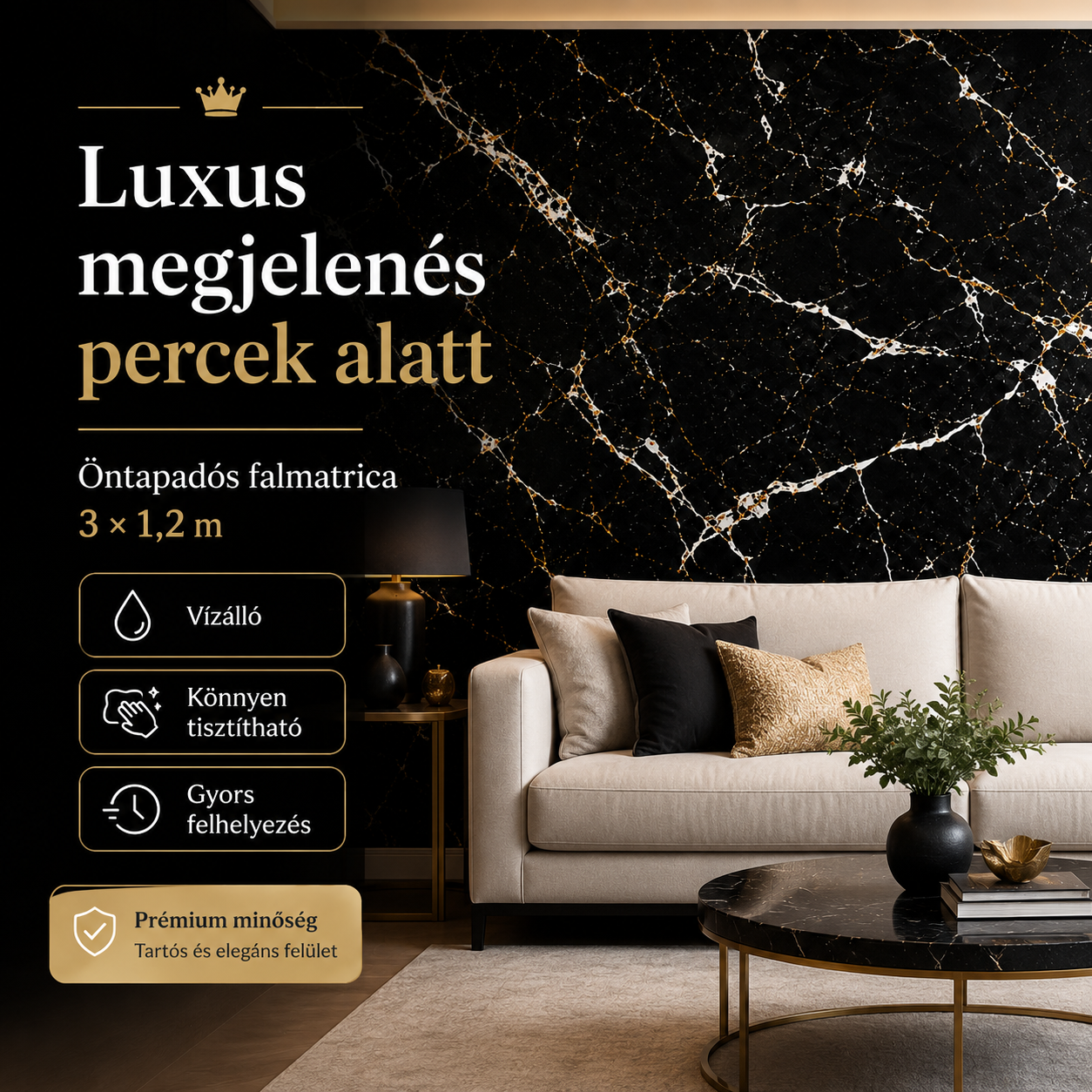 Márványhatású Öntapadós Falmatrica 3 × 1,2 m
