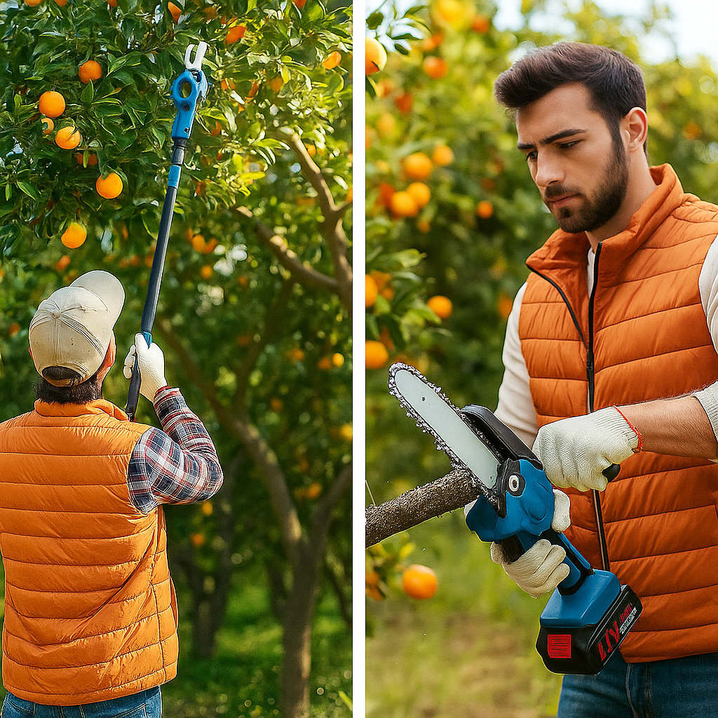 Akku Láncfűrész és Ágvágó Olló Szett
