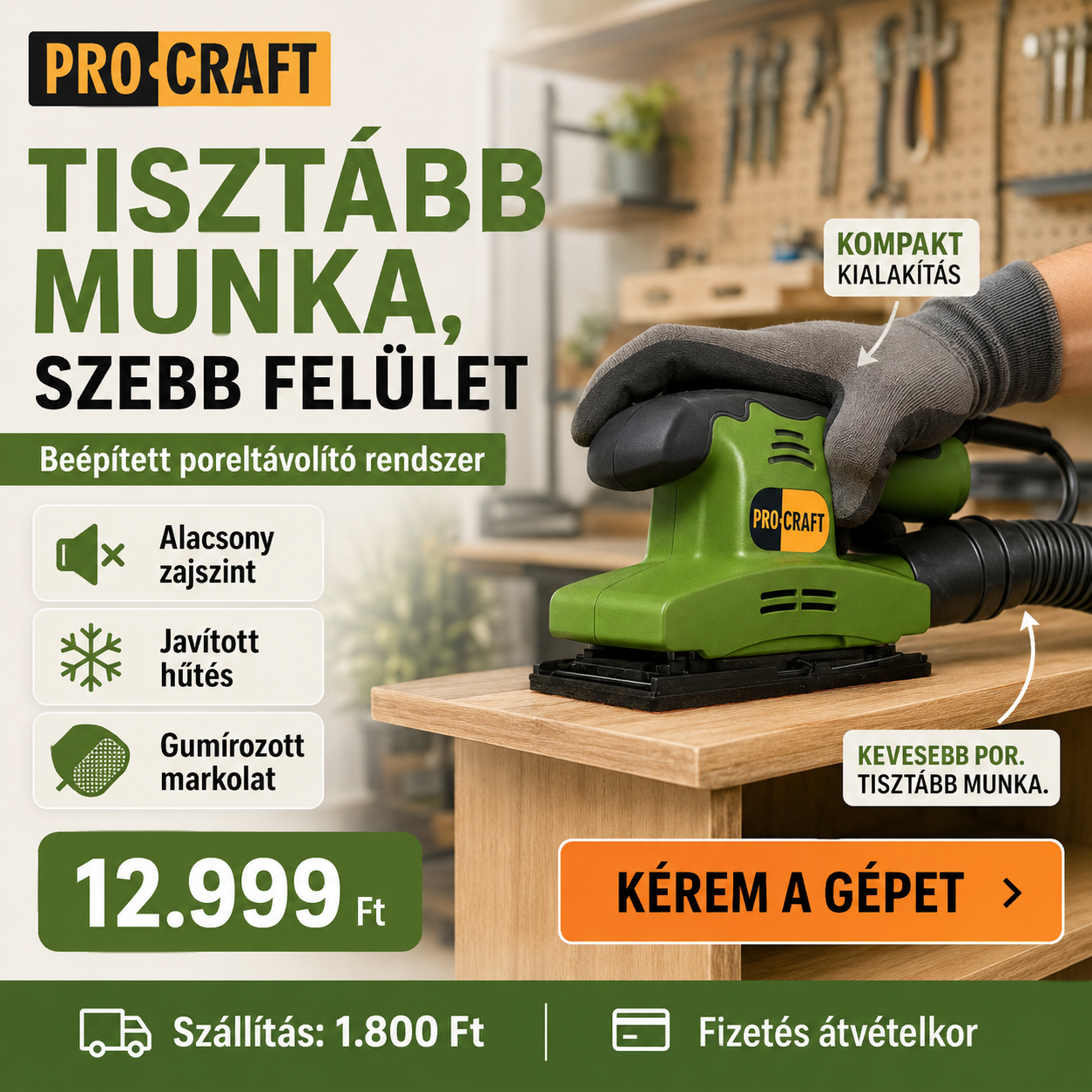 PROCRAFT Elektromos Rezgőcsiszoló
