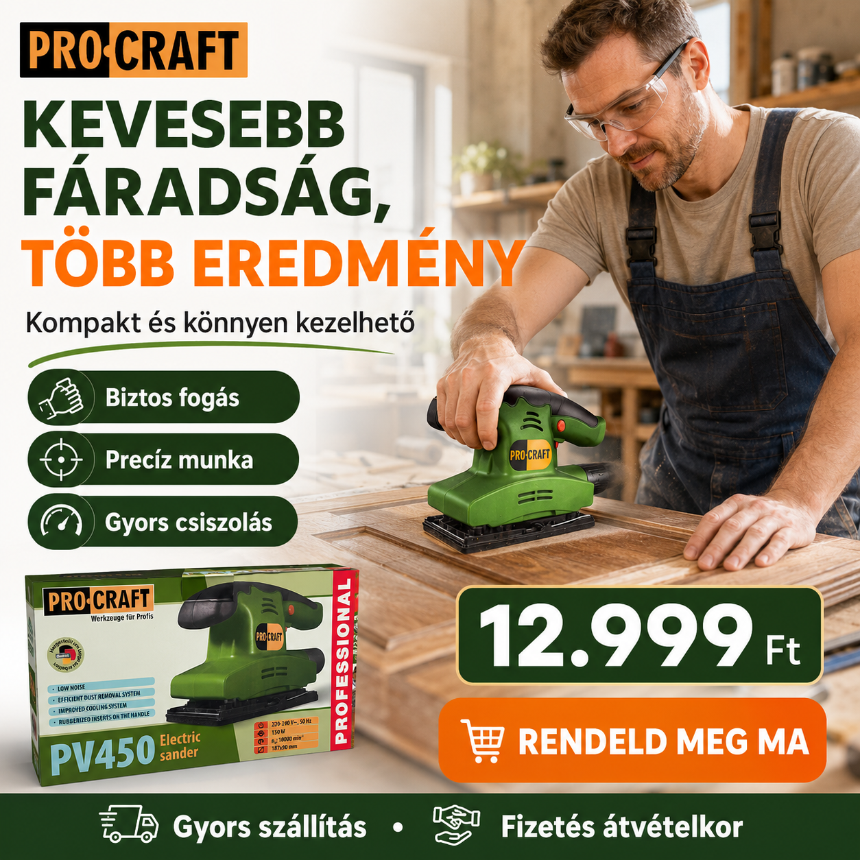 PROCRAFT Elektromos Rezgőcsiszoló