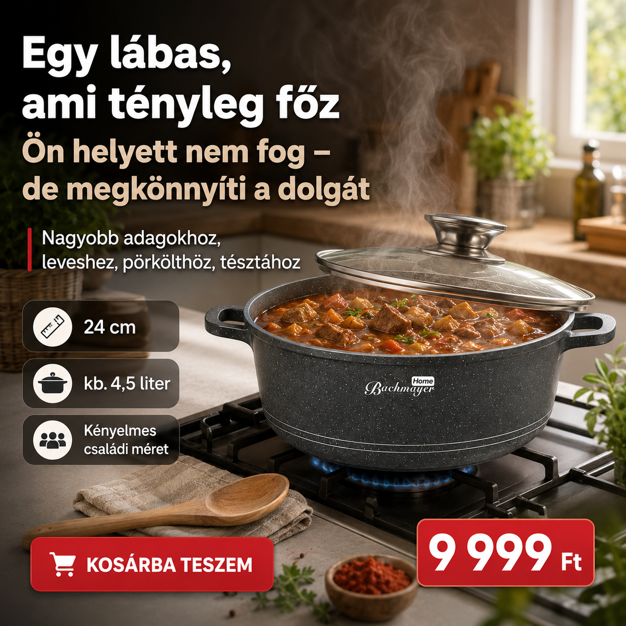Buchmayer 24 cm Prémium Tapadásmentes Lábas