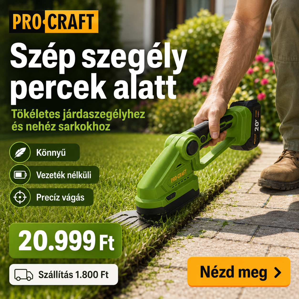 PROCRAFT Akkumulátoros Fű- és Bokornyíró