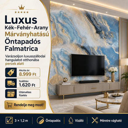 Arany Márványhatású Öntapadós Falmatrica – 3 × 1,2 m