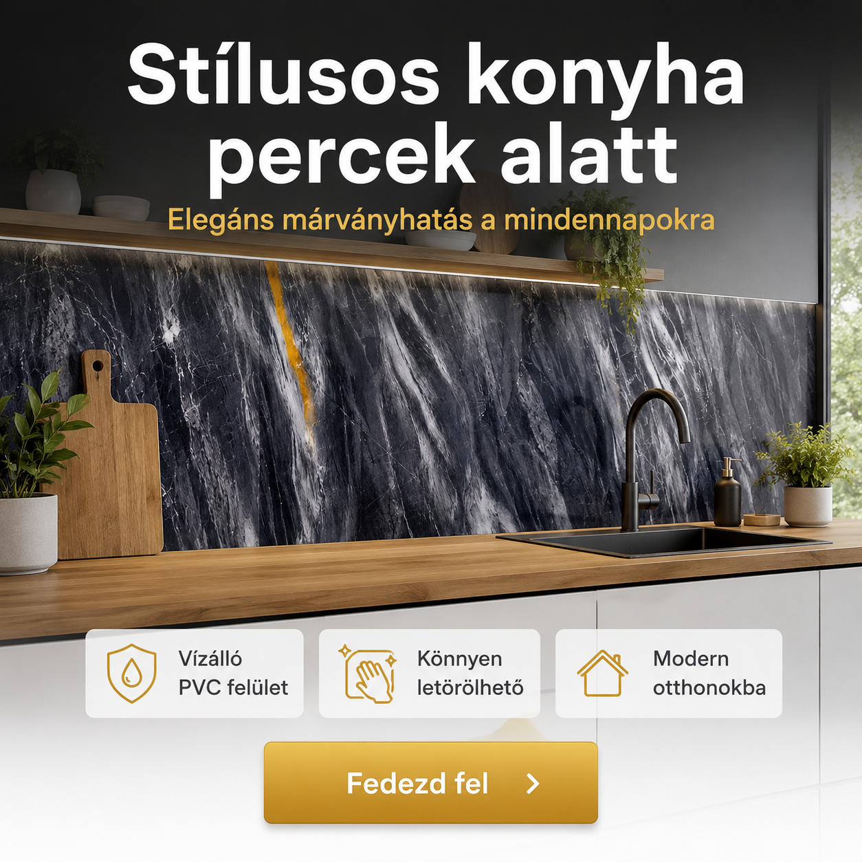 Sötét Márvány Mintás PVC Falpanel – 12.DB
