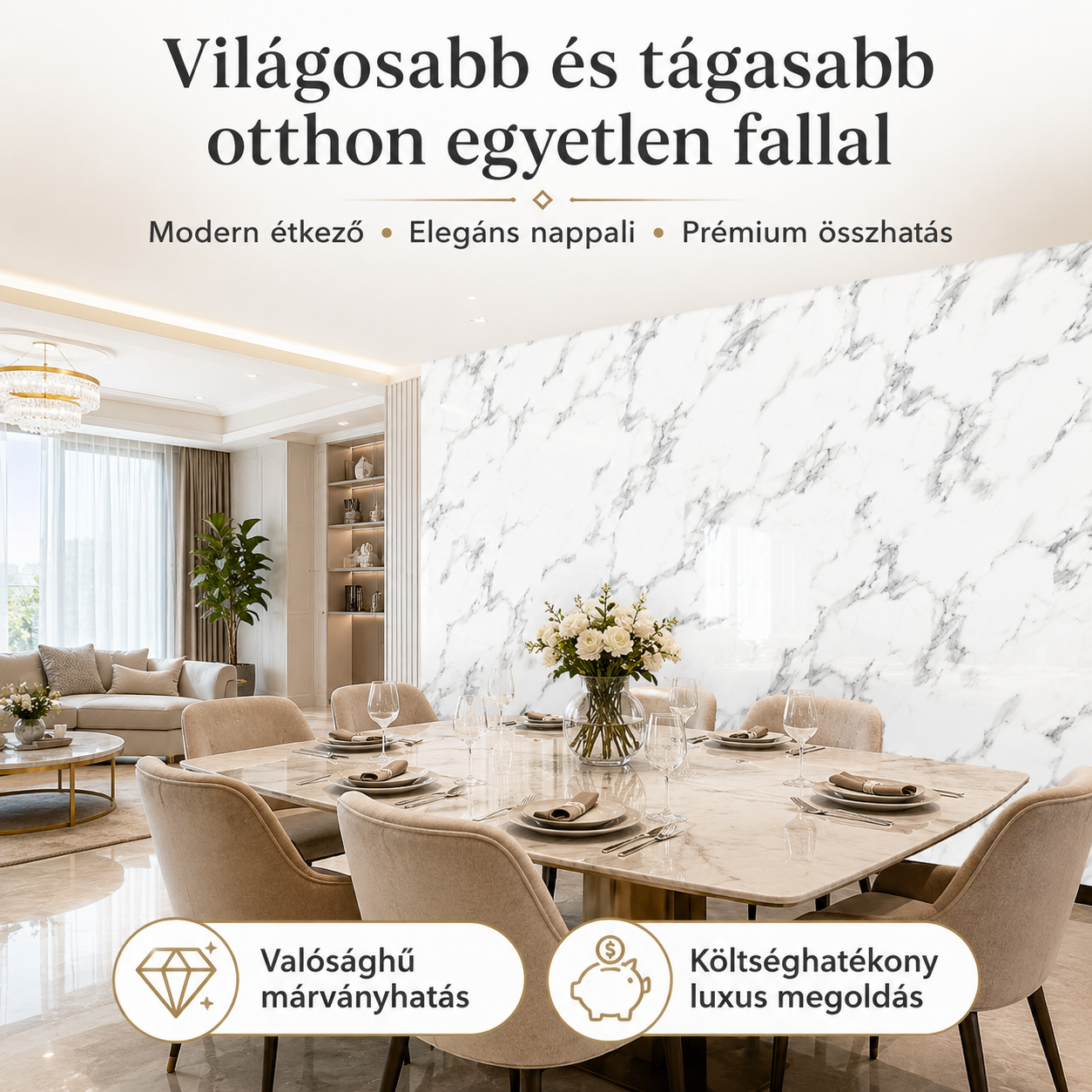 Szürke Márványhatású Öntapadós Falmatrica – 3 × 1,2 m