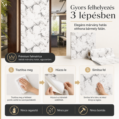Szürke Márványhatású Öntapadós Falmatrica 3 × 1,2 m