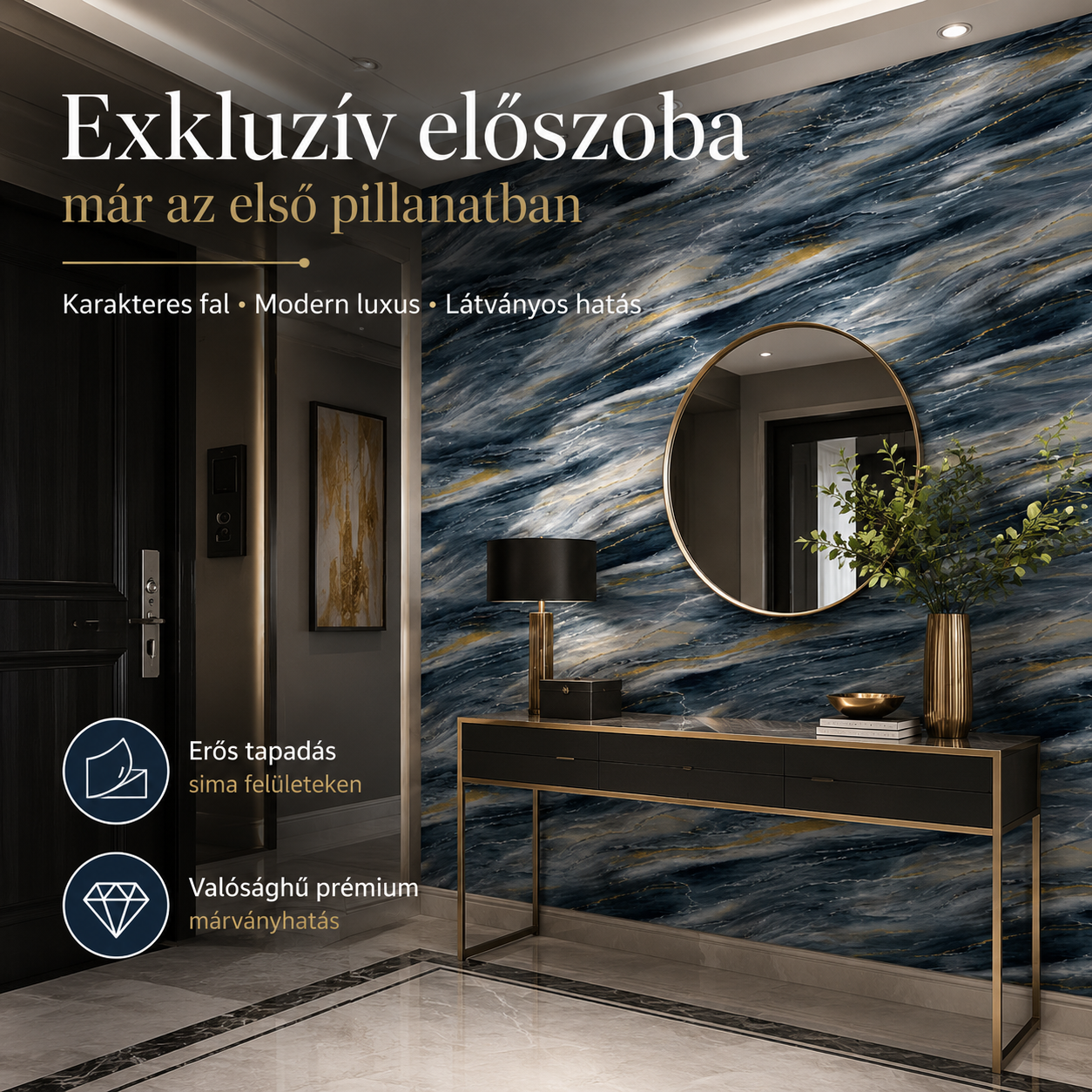 Szürke Márványhatású Öntapadós Falmatrica 3 × 1,2 m
