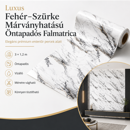 Szürke Márványhatású Öntapadós Falmatrica 3 × 1,2 m