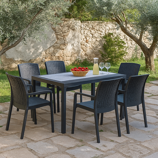 Prémium Rattan Étkezőgarnitúra – 75x125 cm