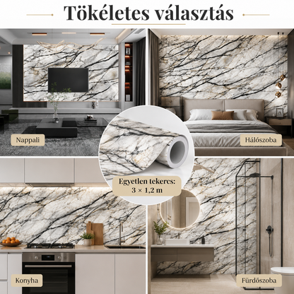 Fehér Márványhatású Öntapadós Falmatrica