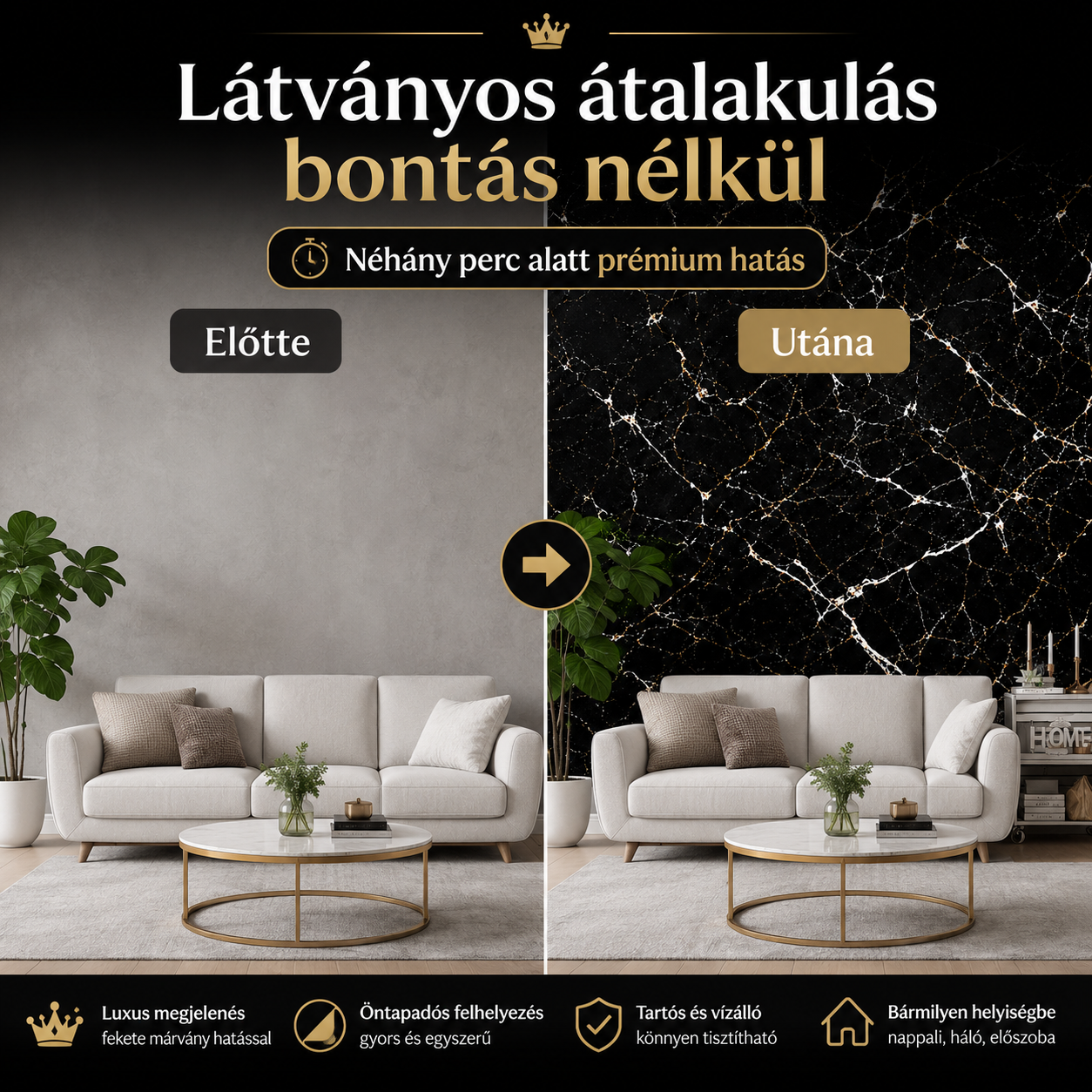 Márványhatású Öntapadós Falmatrica 3 × 1,2 m