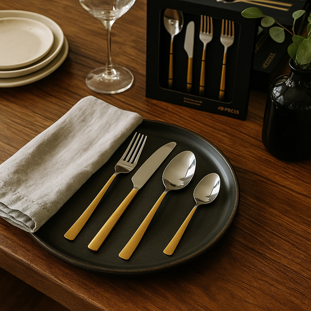 30 Db Aranyszegélyes Evőeszköz Készlet