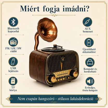 Vintage Bluetooth Hangszóró és Rádió
