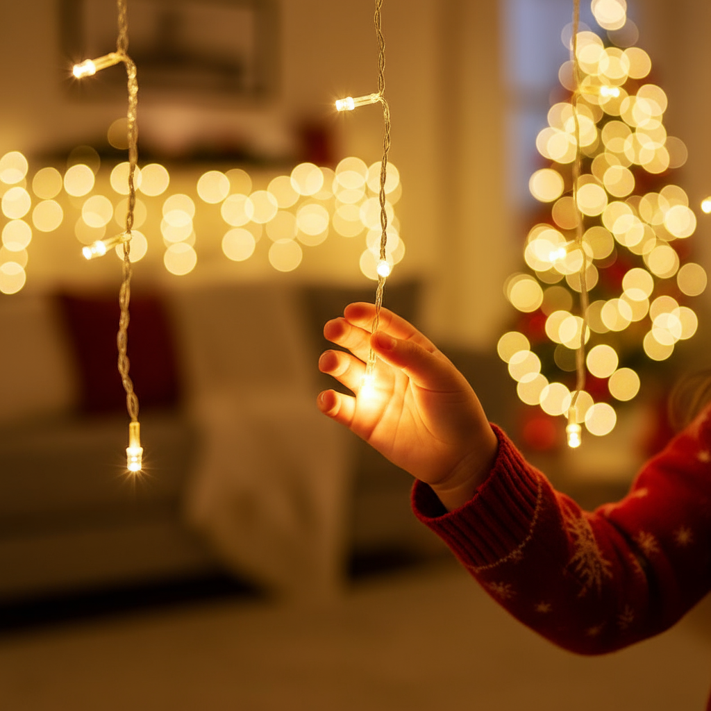 Karácsonyi díszfények hidegfehér színben 1+1 ingyen