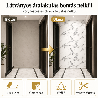 Szürke Márványhatású Öntapadós Falmatrica – 3 × 1,2 m