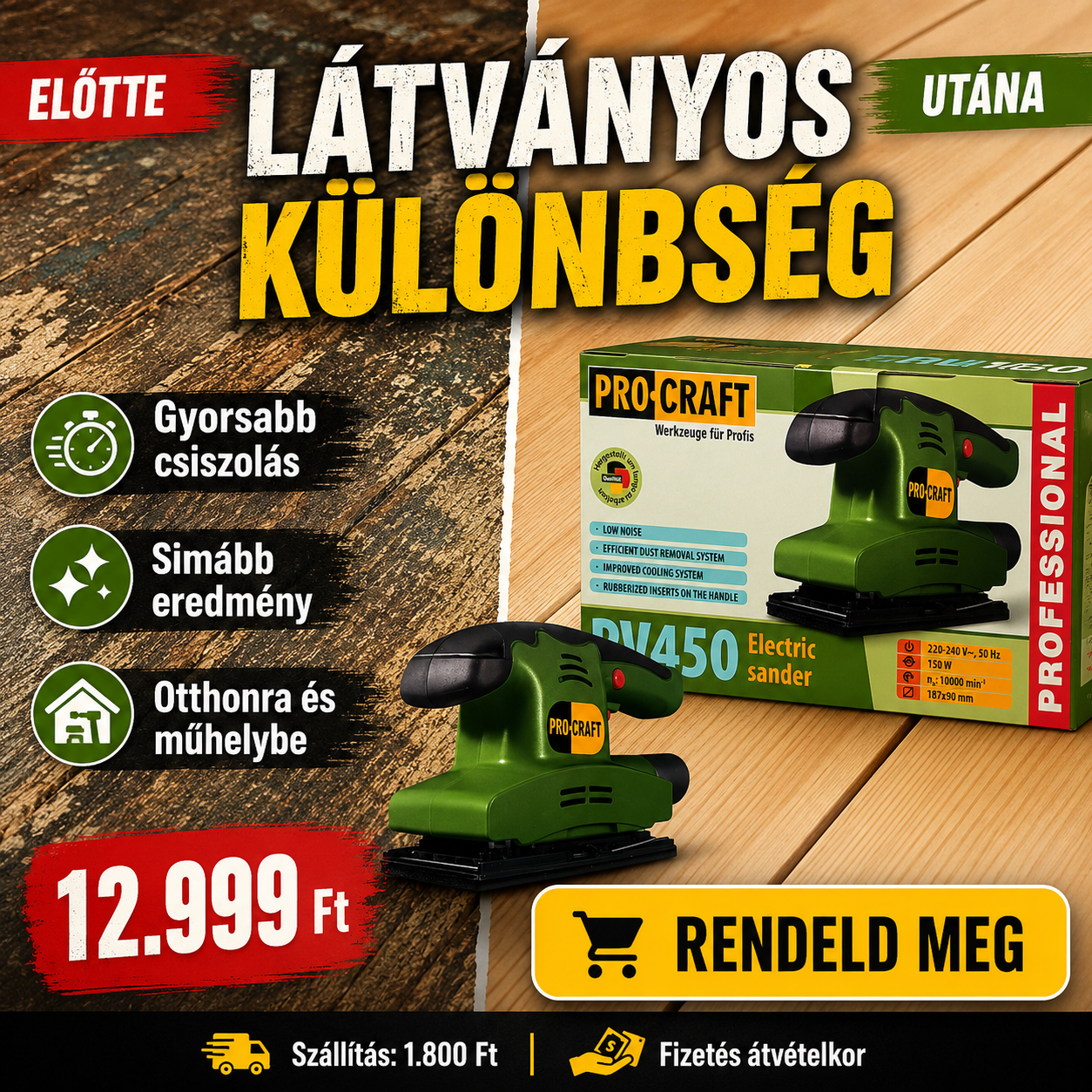 PROCRAFT Elektromos Rezgőcsiszoló