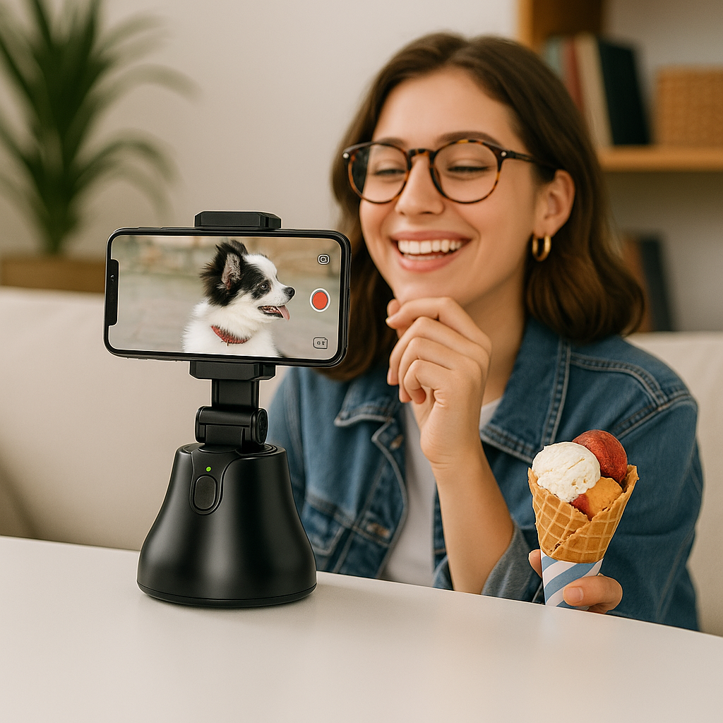 360° Automatikus Arc- és Tárgykövető Selfie Bot