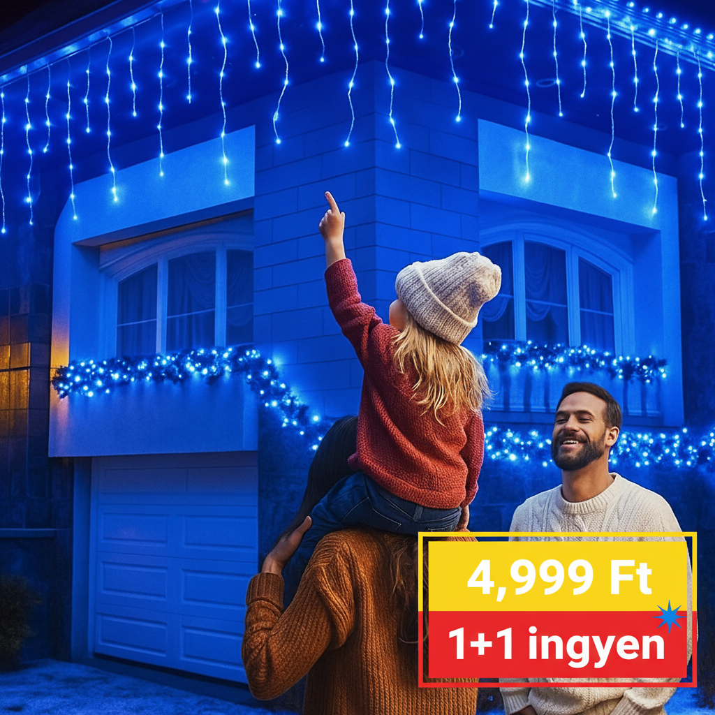 Karácsonyi díszfények hidegfehér színben 1+1 ingyen
