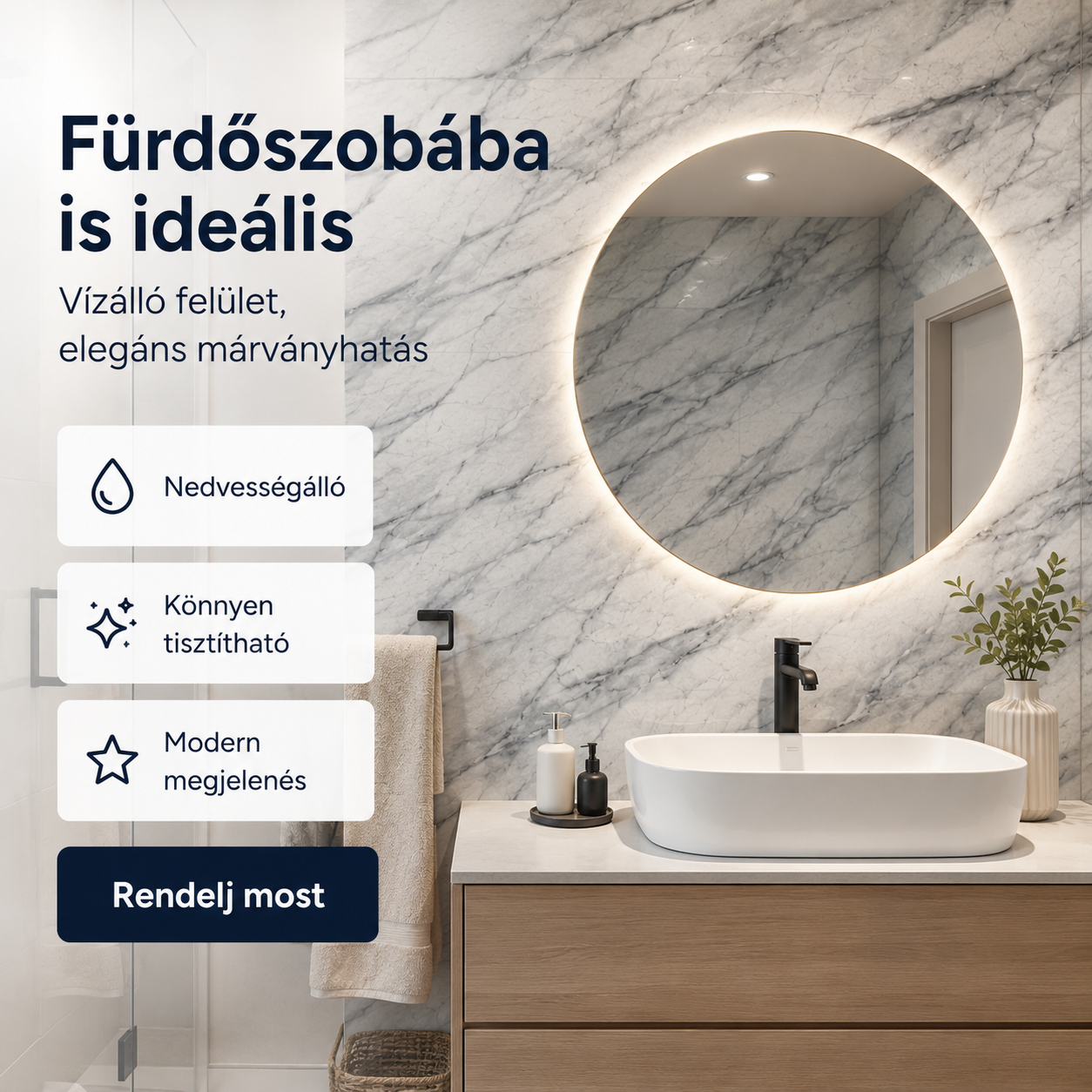 PVC Márvány Mintás Falpanel – 12 Darabos Csomag