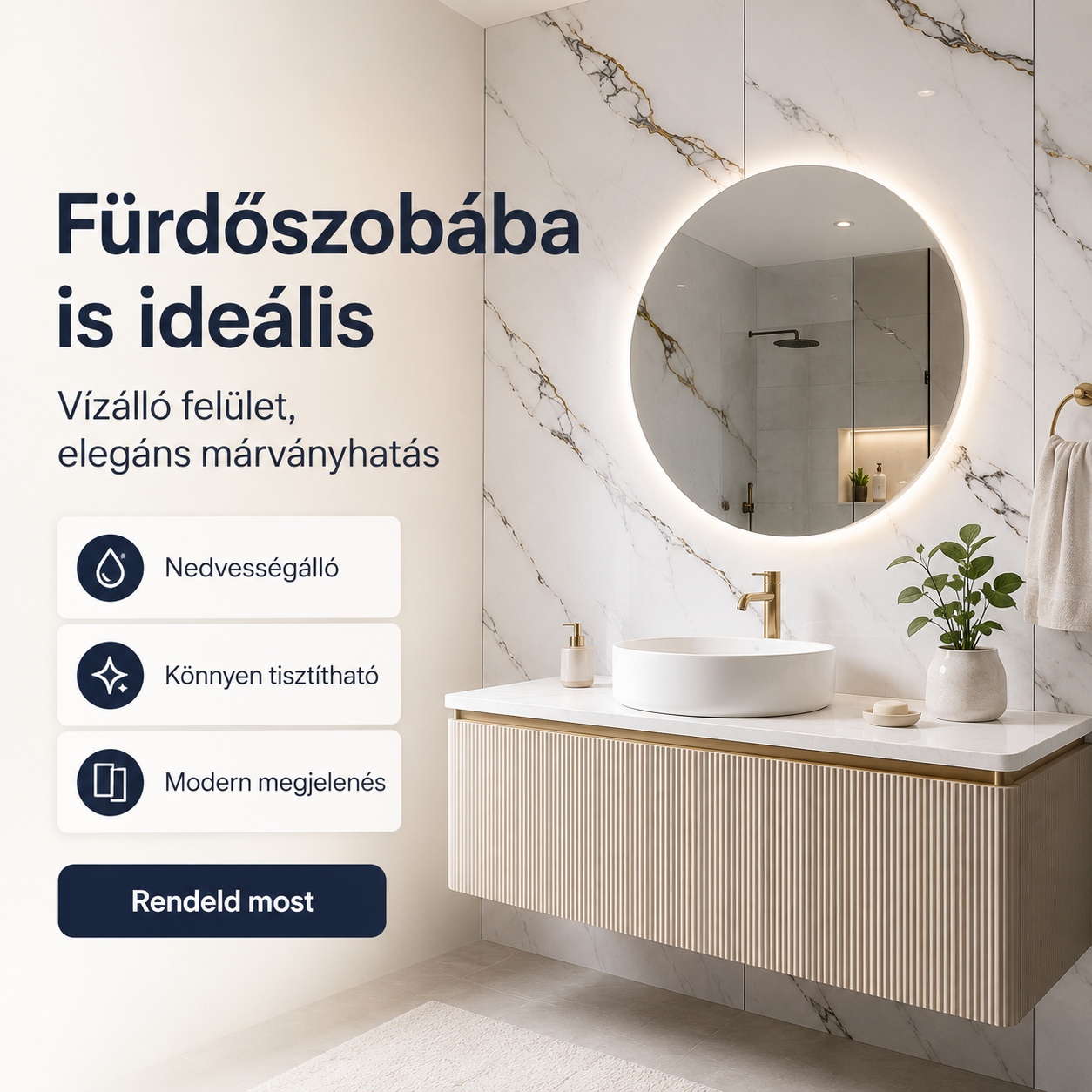 Fehér Márvány Mintás PVC Falpanel – 12 Darabos Csomag