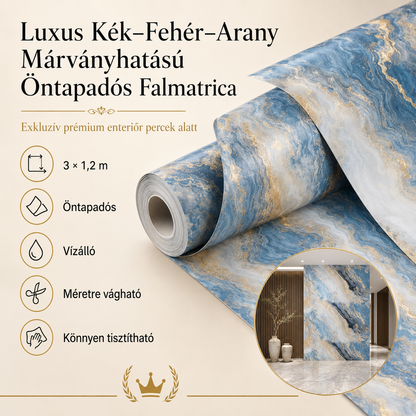 Arany Márványhatású Öntapadós Falmatrica – 3 × 1,2 m