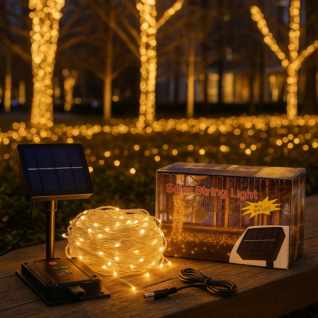 Napelemes LED Fényfüzér – 9M, (1+1 INGYEN)