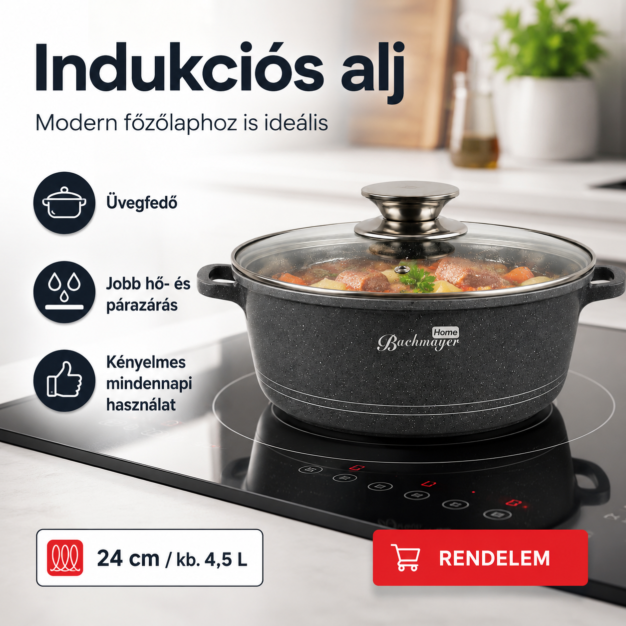 Buchmayer 24 cm Prémium Tapadásmentes Lábas