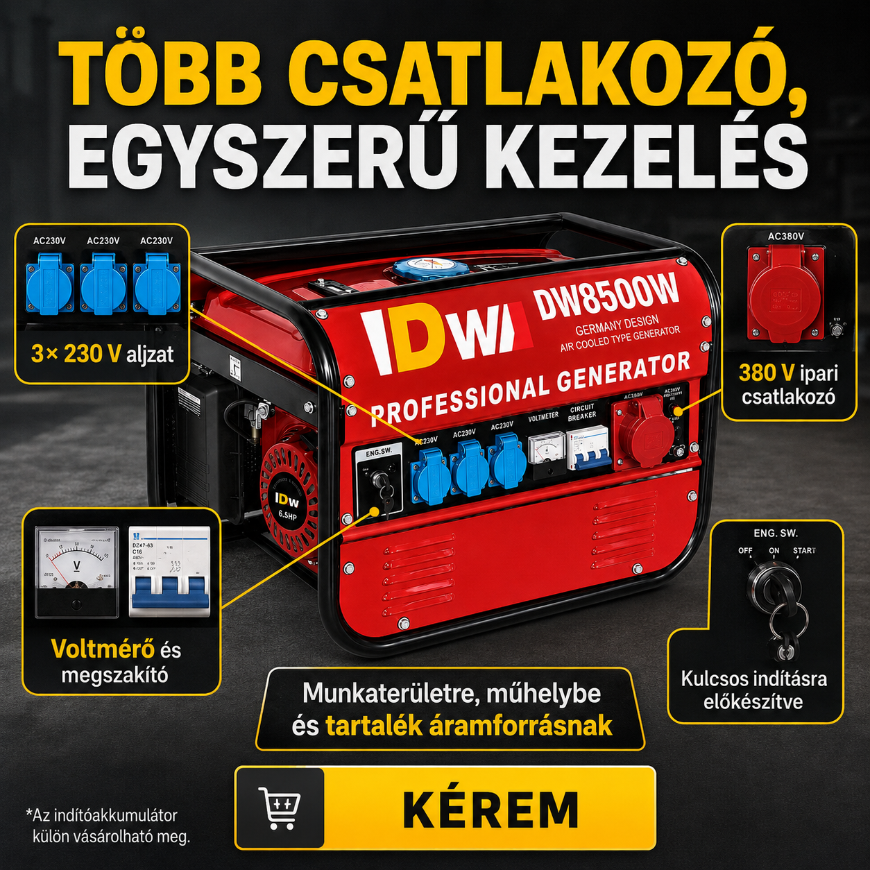Professzionális Benzines Áramfejlesztő