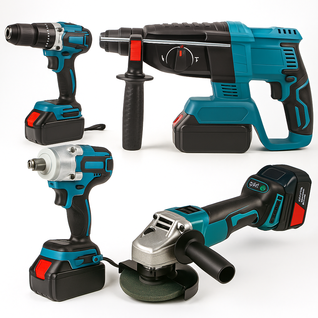 MAT-RIXX 4 Részes Kombinált Szerszámkészlet Erő Akkumulátorokkal