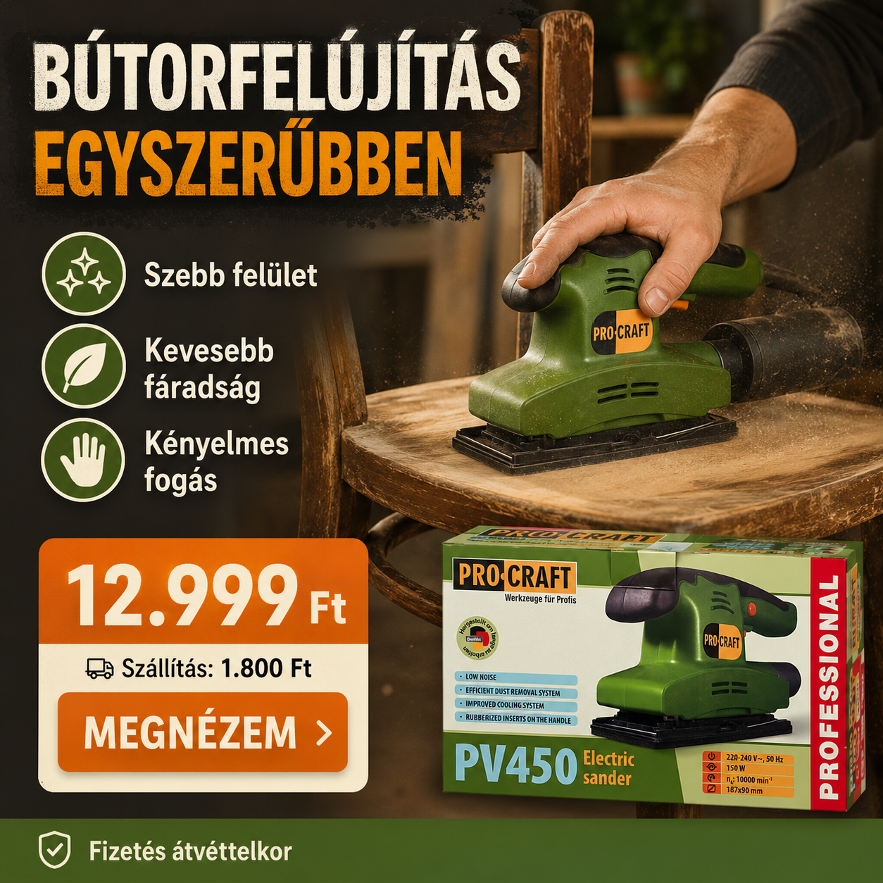 PROCRAFT Elektromos Rezgőcsiszoló
