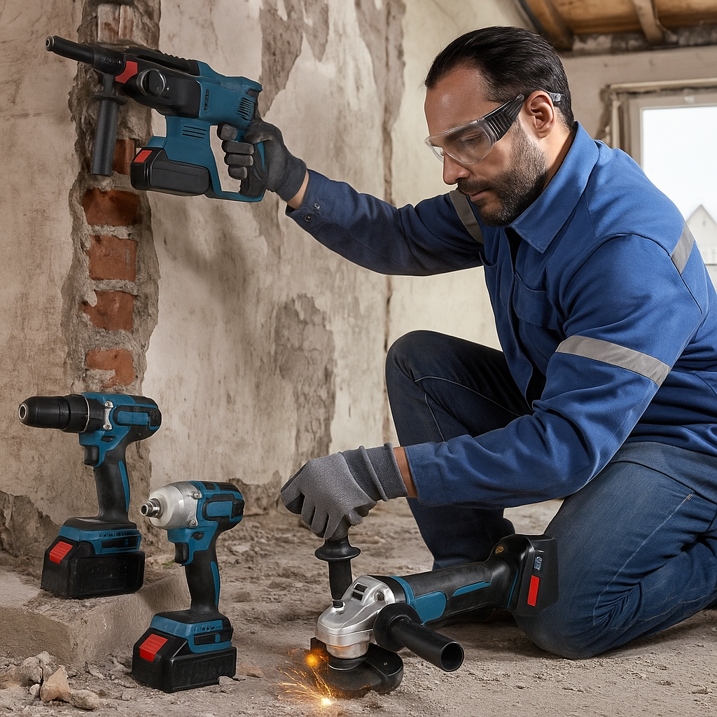 MAT-RIXX 4 Részes Kombinált Szerszámkészlet Erő Akkumulátorokkal