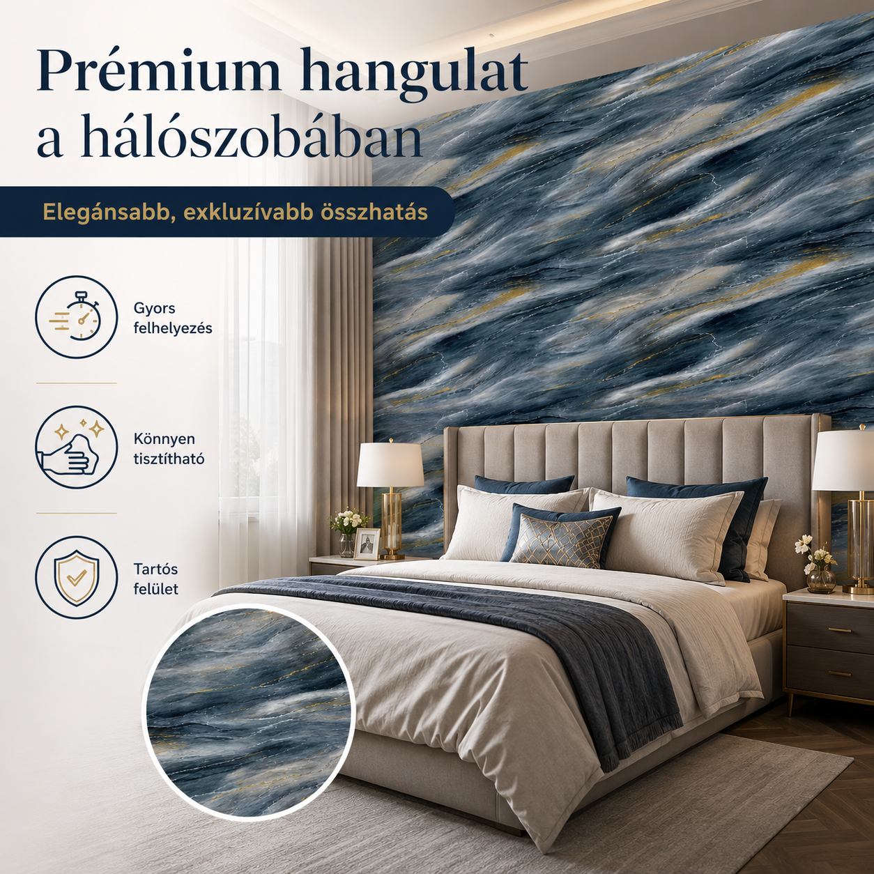 Szürke Márványhatású Öntapadós Falmatrica 3 × 1,2 m