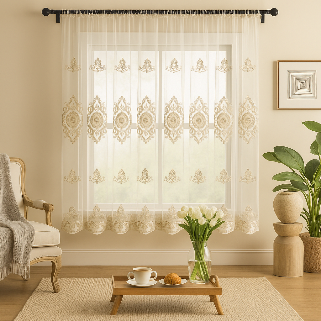Elegáns Hímzett Dekorfüggöny (300x180 cm)