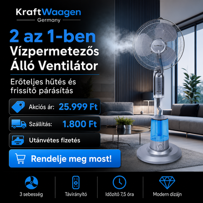 KraftWaagen 2 az 1-ben Vízpermetezős Álló Ventilátor