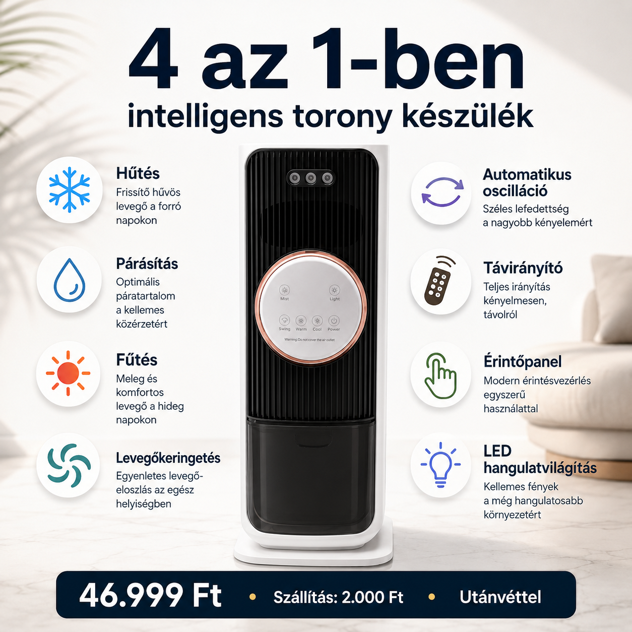 4 az 1-ben Torony Léghűtő