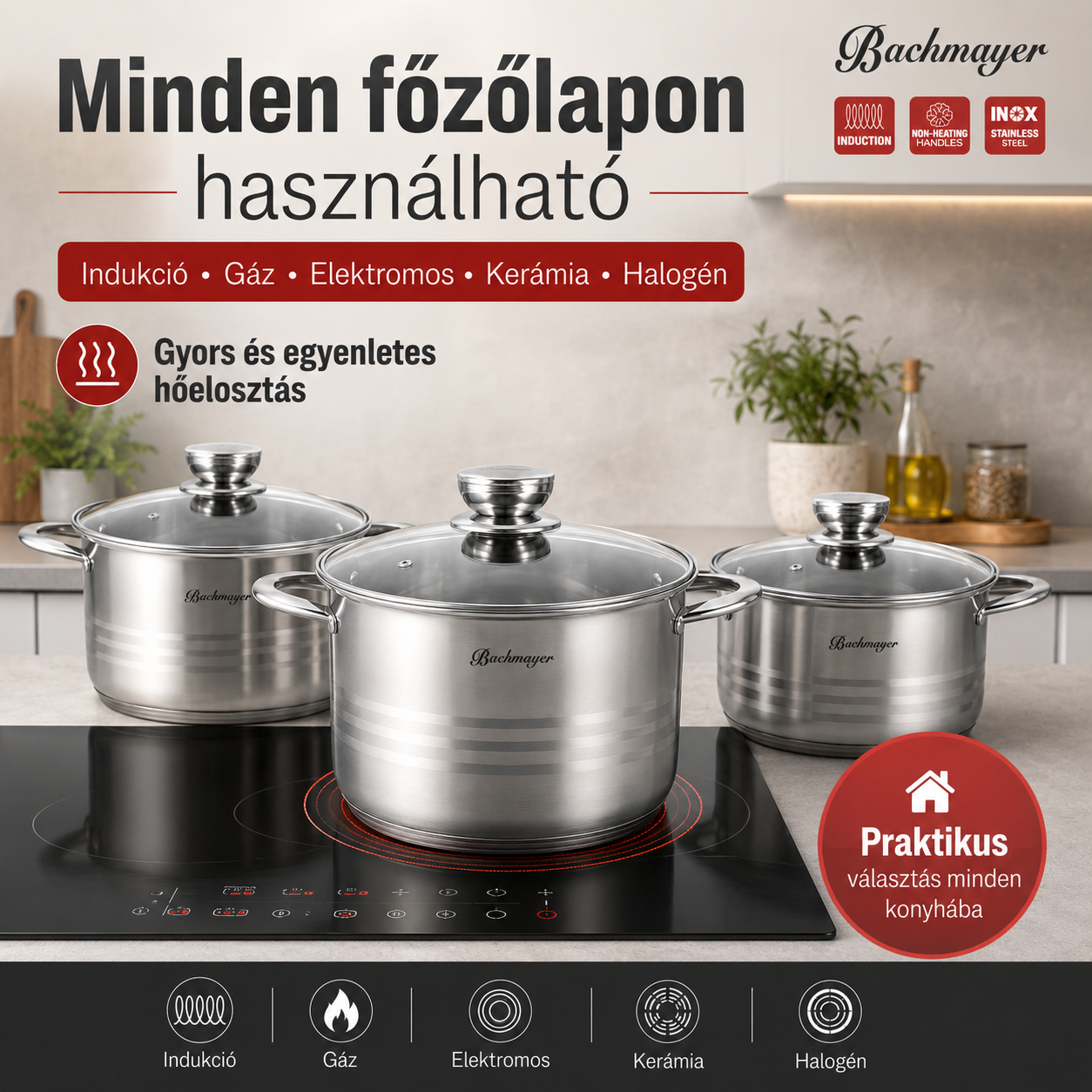 Bachmayer Prémium Rozsdamentes Acél Fazékkészlet