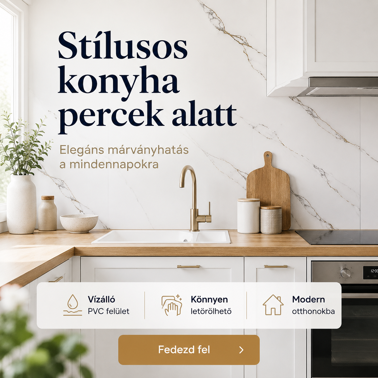Fehér Márvány Mintás PVC Falpanel – 12 Darabos Csomag