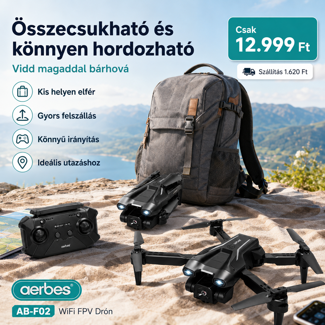 WiFi FPV Összecsukható Drón Kamerával