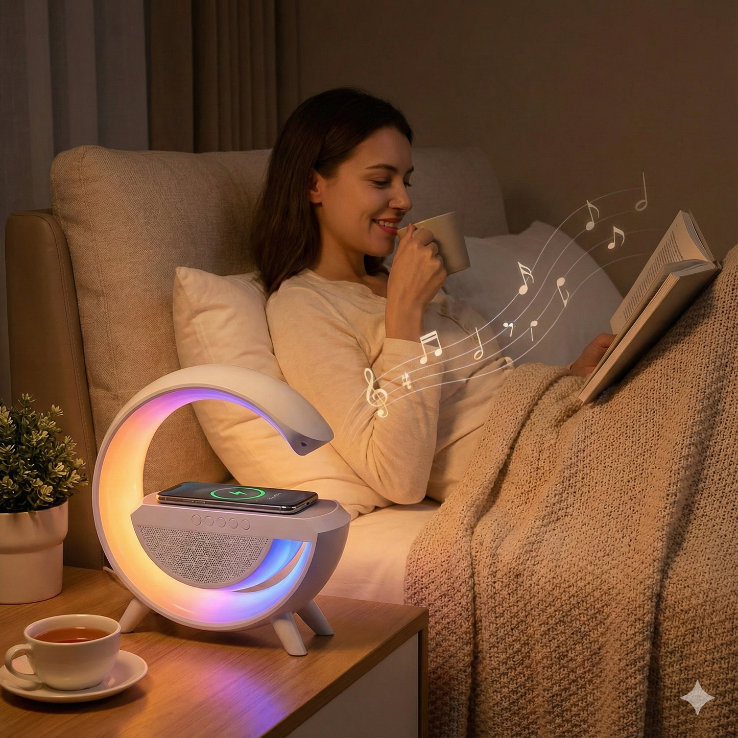 3 az 1-ben RGB VEZETÉK NÉLKÜLI TÖLTŐ HANGSZÓRÓ ÉS LÁMPA