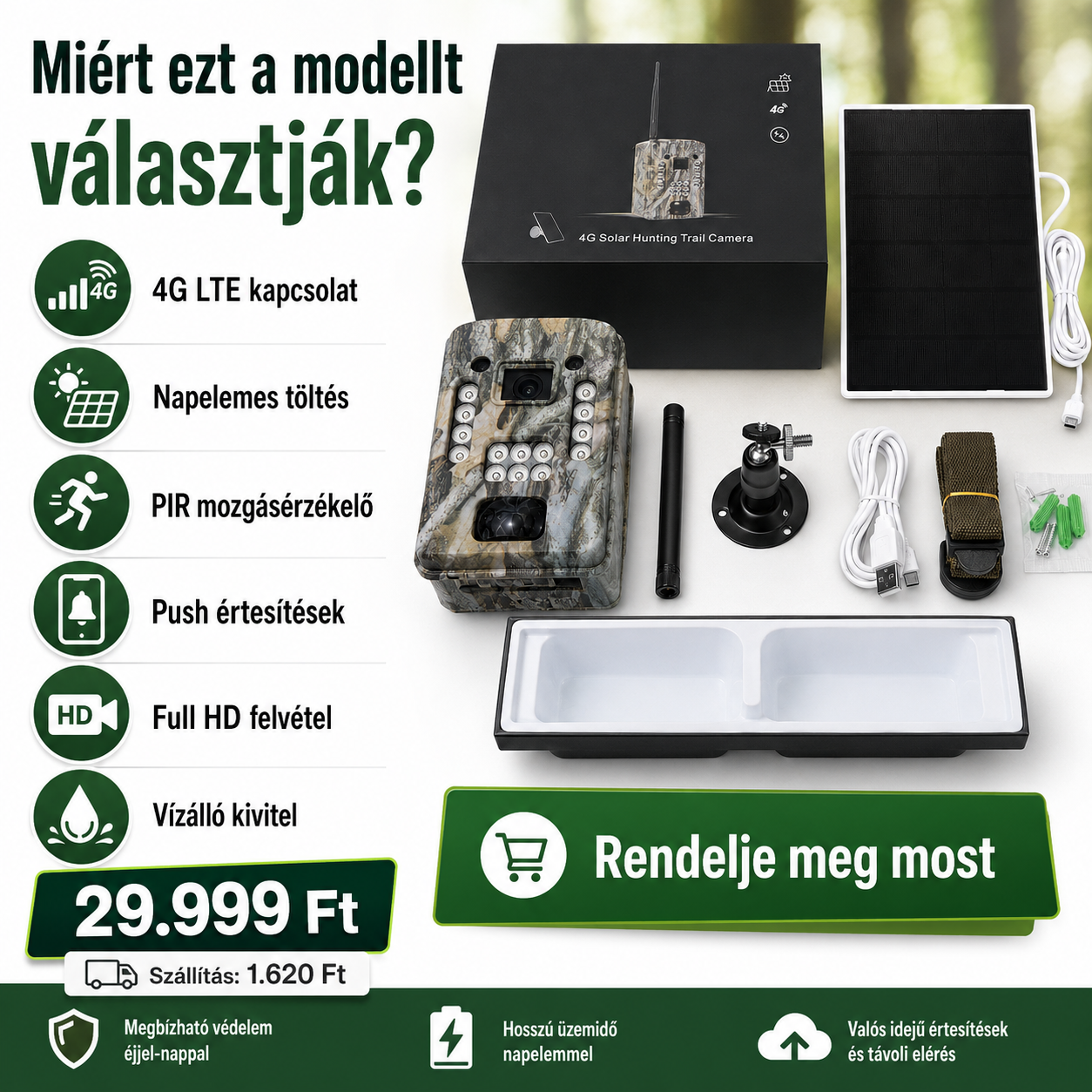 4G Napelemes Vadkamera