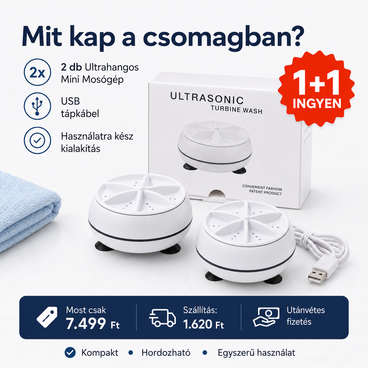 Ultrahangos Mini Mosógép