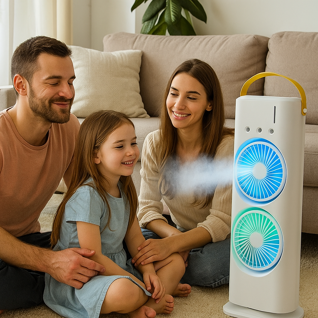 LED Dupla Ventilátor Párásítóval